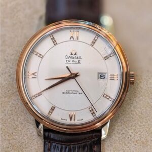 Omega De Ville Co-Axial Watch - Rose Gold and Brown